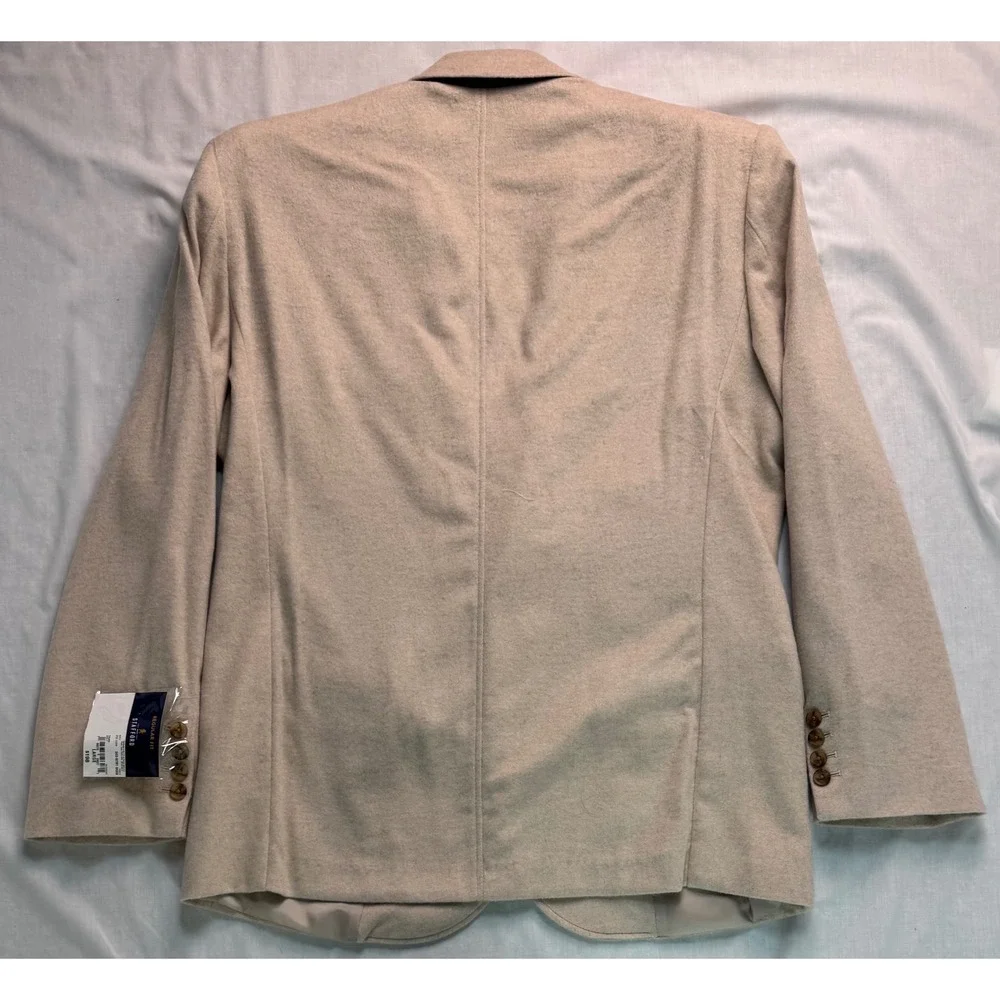 Stafford Mens Wool Cashmere Blend Blazer Taupe Regular Fit Sport Coat Large NWT